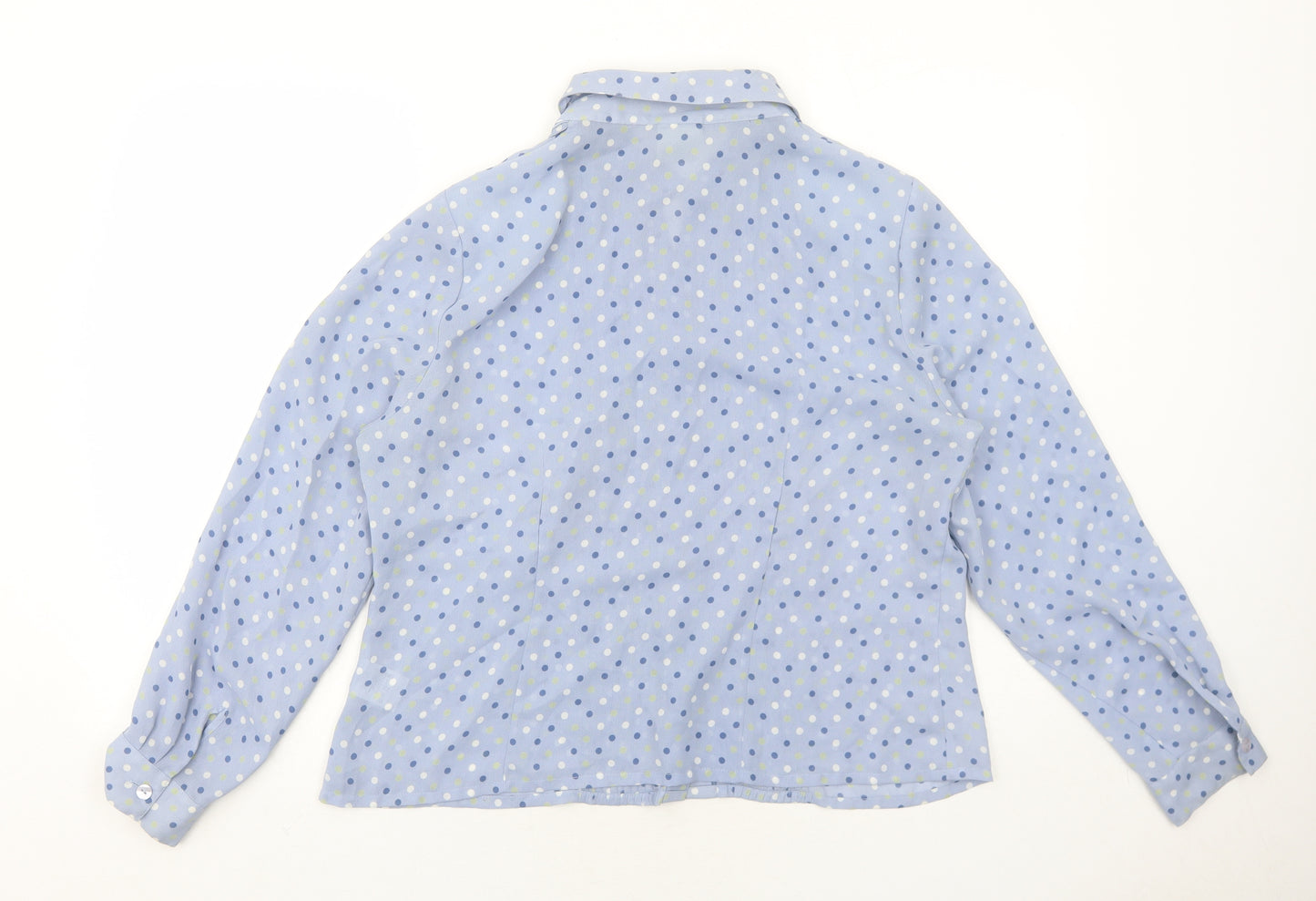 Eastex Womens Blue Polka Dot Polyester Basic Button-Up Size 16 Collared