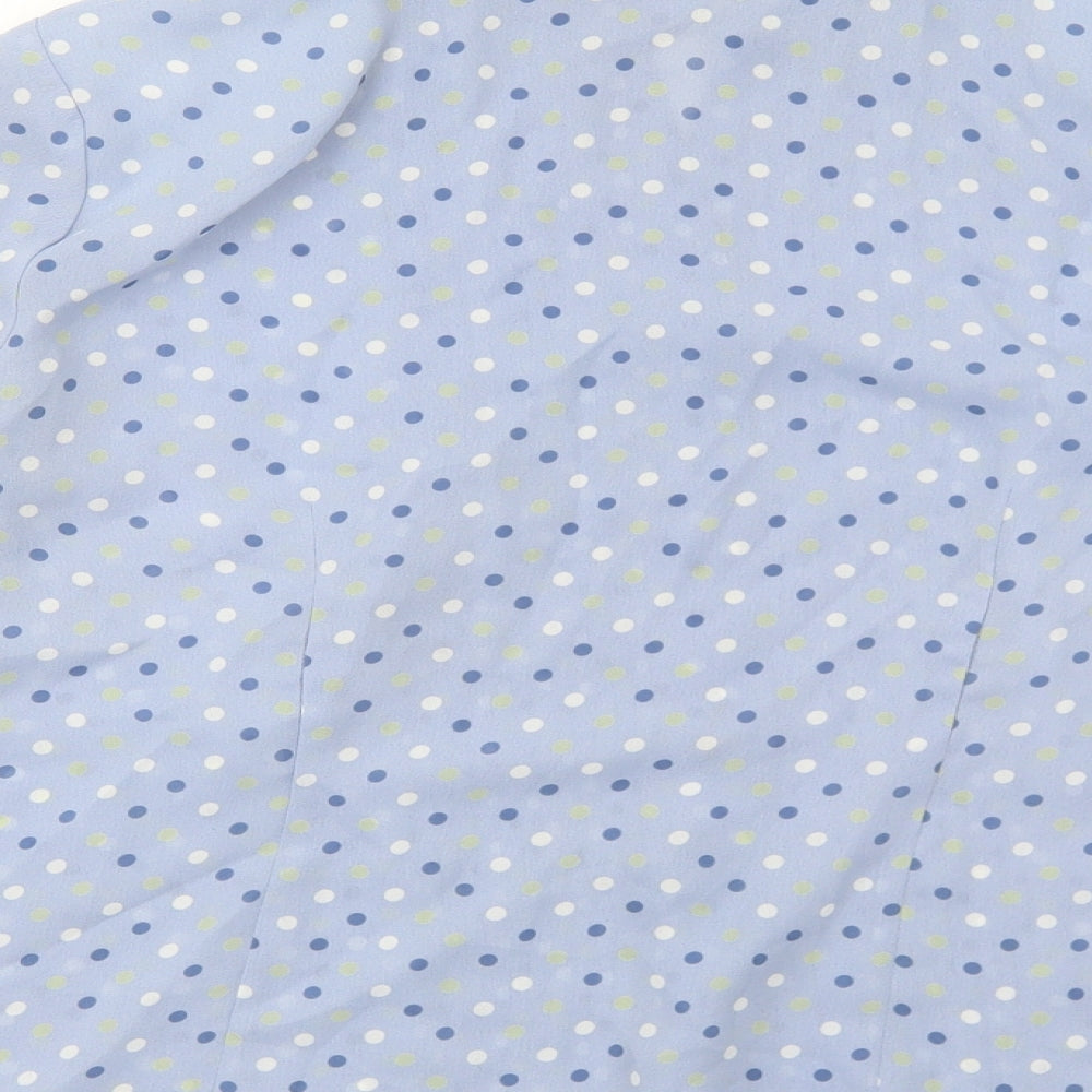 Eastex Womens Blue Polka Dot Polyester Basic Button-Up Size 16 Collared