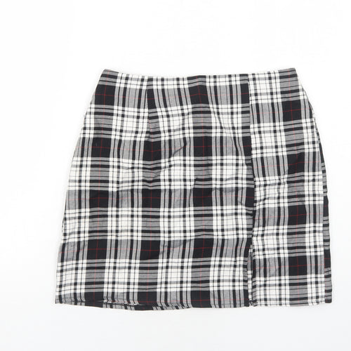 Nasty Gal Womens Black Plaid Polyester A-Line Skirt Size 8 Zip