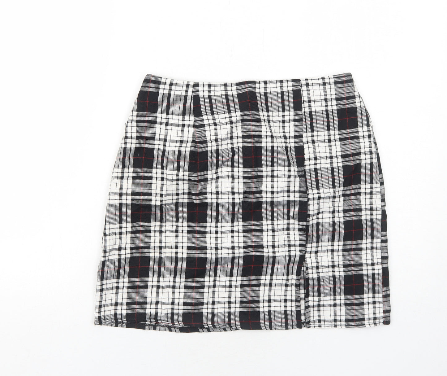 Nasty Gal Womens Black Plaid Polyester A-Line Skirt Size 8 Zip