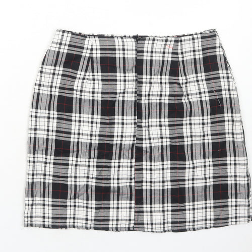 Nasty Gal Womens Black Plaid Polyester A-Line Skirt Size 8 Zip