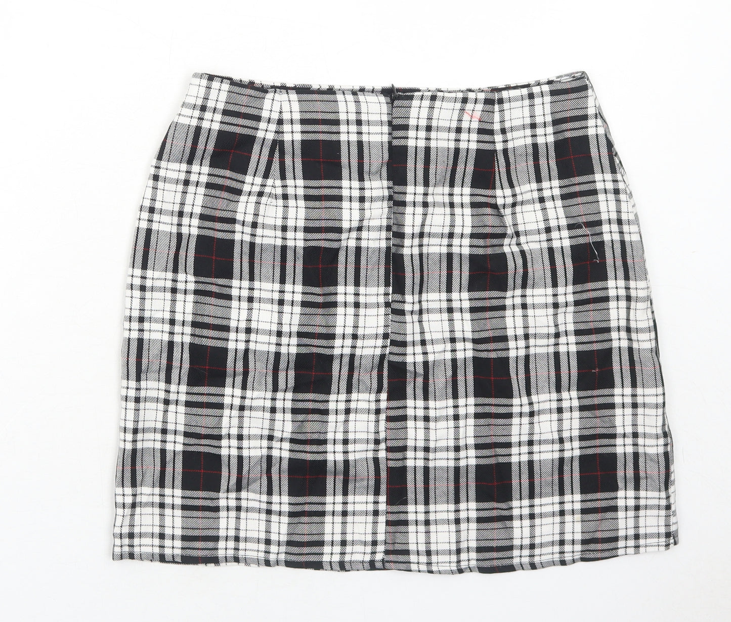 Nasty Gal Womens Black Plaid Polyester A-Line Skirt Size 8 Zip