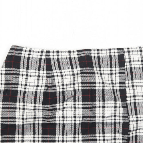 Nasty Gal Womens Black Plaid Polyester A-Line Skirt Size 8 Zip