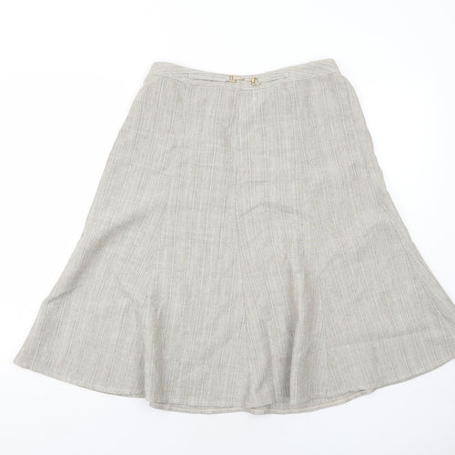 Damart Womens Beige Striped Polyester Swing Skirt Size 12