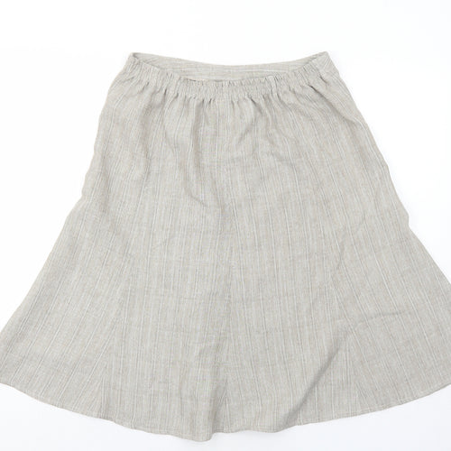 Damart Womens Beige Striped Polyester Swing Skirt Size 12