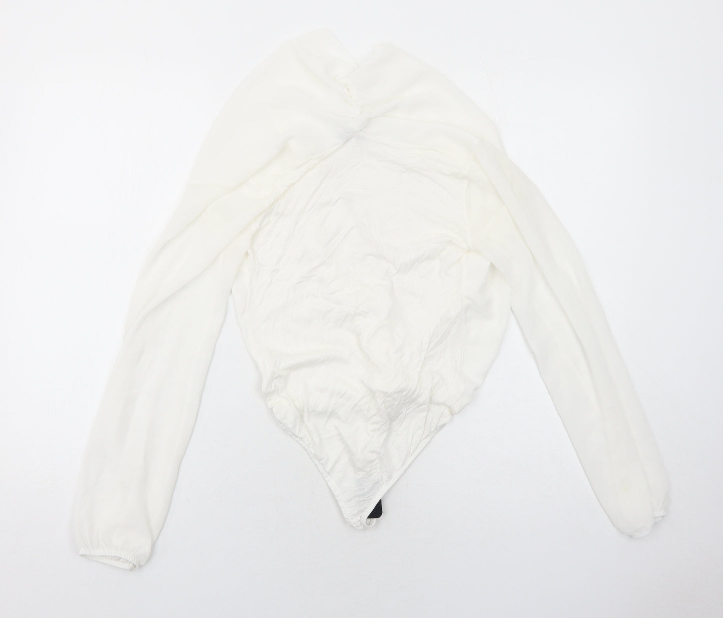 Boohoo Womens White Polyester Bodysuit One-Piece Size 8 Hook & Eye