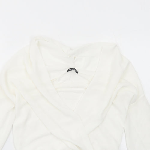 Boohoo Womens White Polyester Bodysuit One-Piece Size 8 Hook & Eye