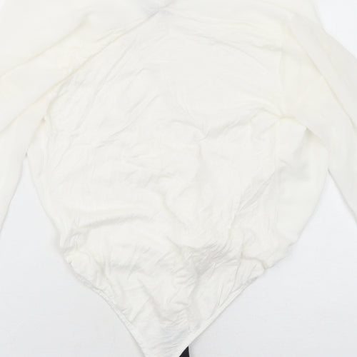Boohoo Womens White Polyester Bodysuit One-Piece Size 8 Hook & Eye