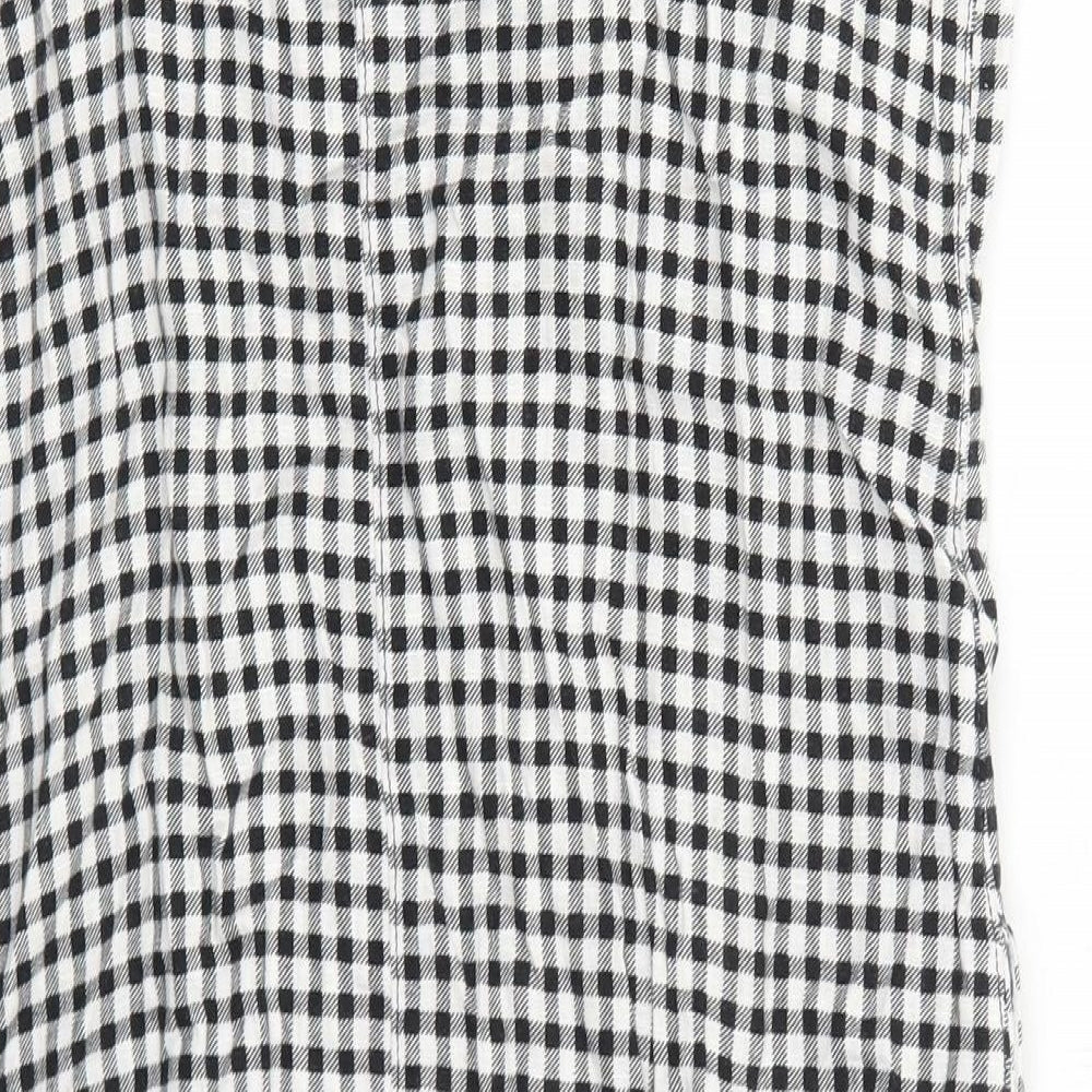 NEXT Womens Black Gingham Linen Tank Dress Size 8 V-Neck Pullover