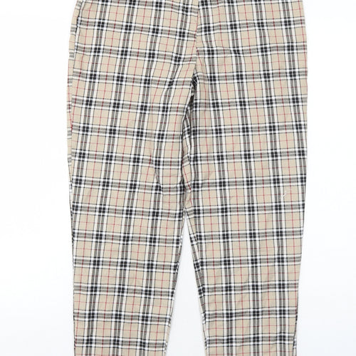Nasty Gal Womens Beige Plaid Polyester Carrot Trousers Size 6 Regular Zip