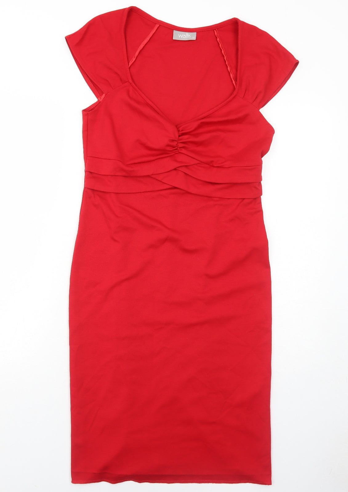 Wallis Womens Red Polyester A-Line Size 12 V-Neck Pullover