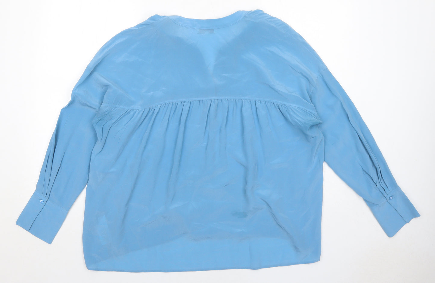 Vince Womens Blue Silk Basic Blouse Size L V-Neck