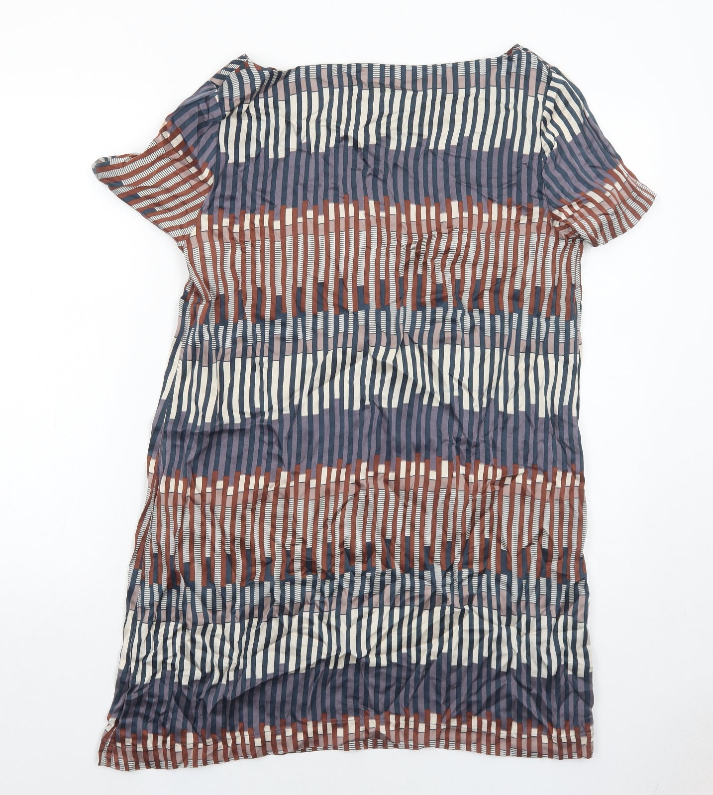 NEXT Womens Multicoloured Geometric Silk A-Line Size 14 Boat Neck Pullover