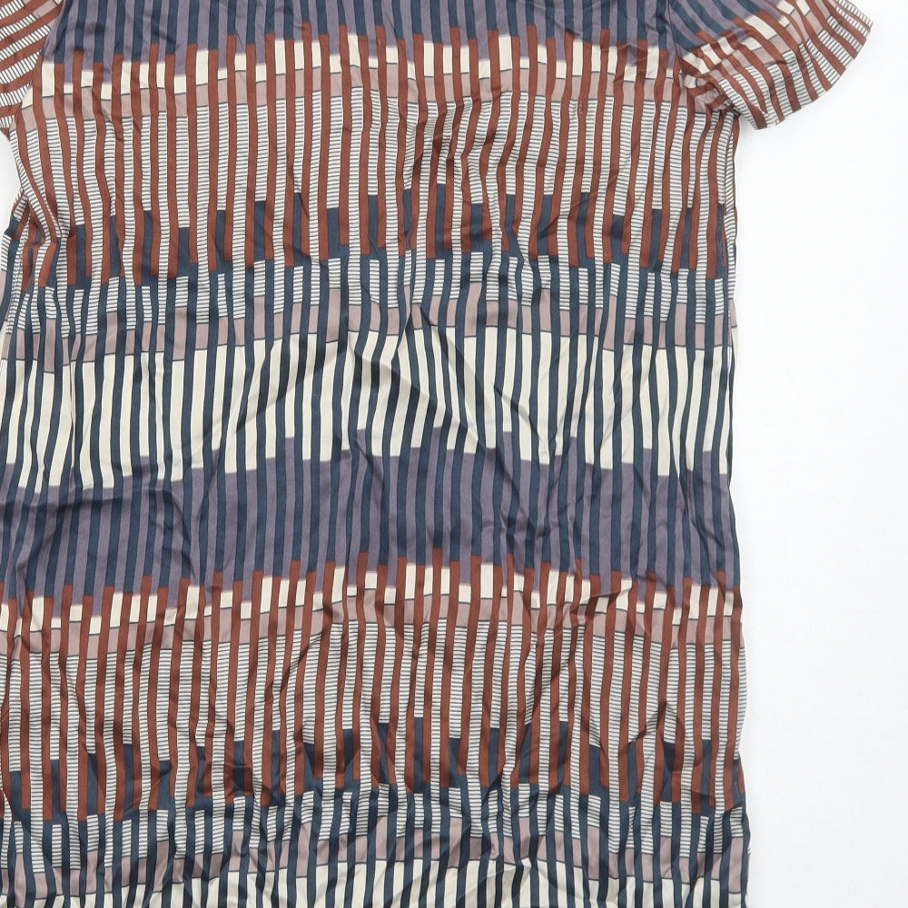 NEXT Womens Multicoloured Geometric Silk A-Line Size 14 Boat Neck Pullover