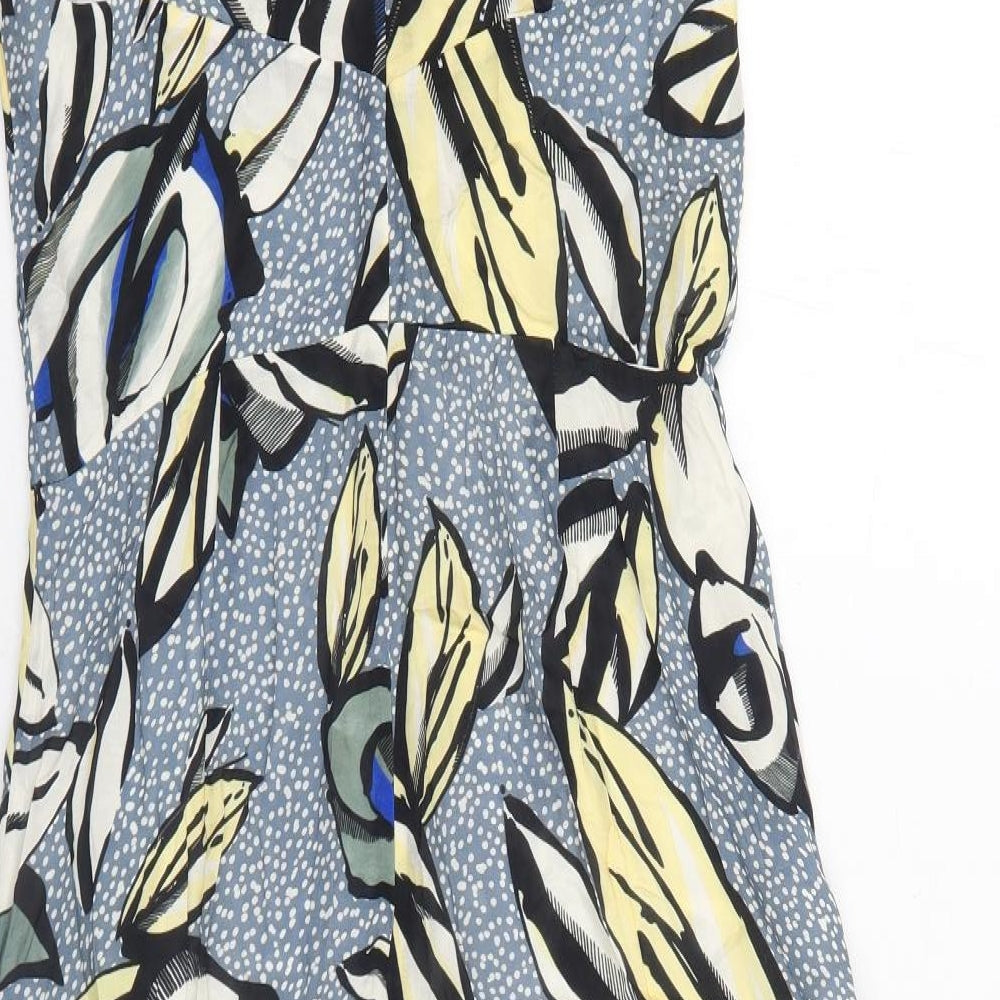 Reiss Womens Blue Floral Polyester Trapeze & Swing Size 12 Halter Zip