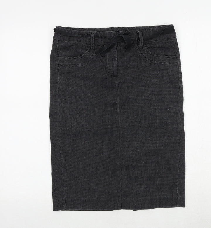 French Connection Womens Green Cotton A-Line Skirt Size 10 Tie
