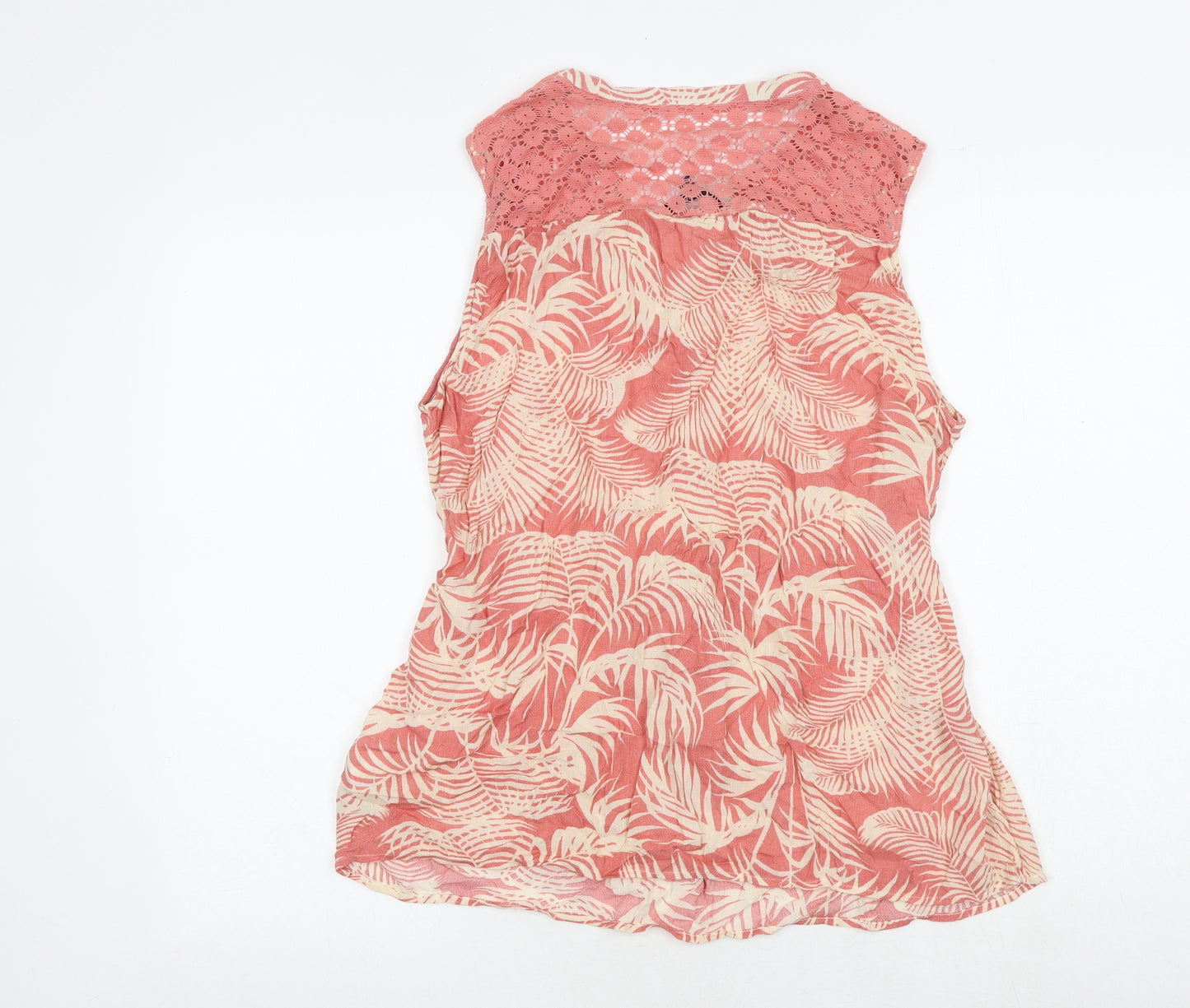 Maine New England Womens Pink Geometric Viscose Basic Tank Size 16 V-Neck - Lace Details