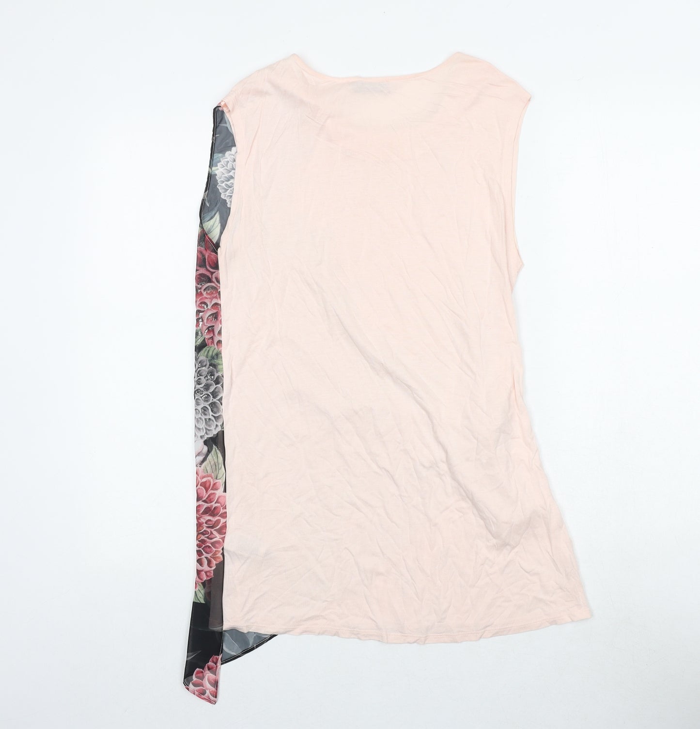 Per Una Womens Pink Floral Viscose Wrap Tank Size 10 Round Neck