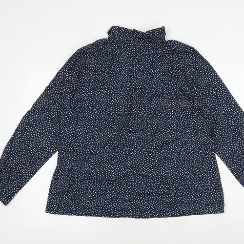 H&M Womens Blue Geometric 100% Cotton Basic Button-Up Size 12 Collared