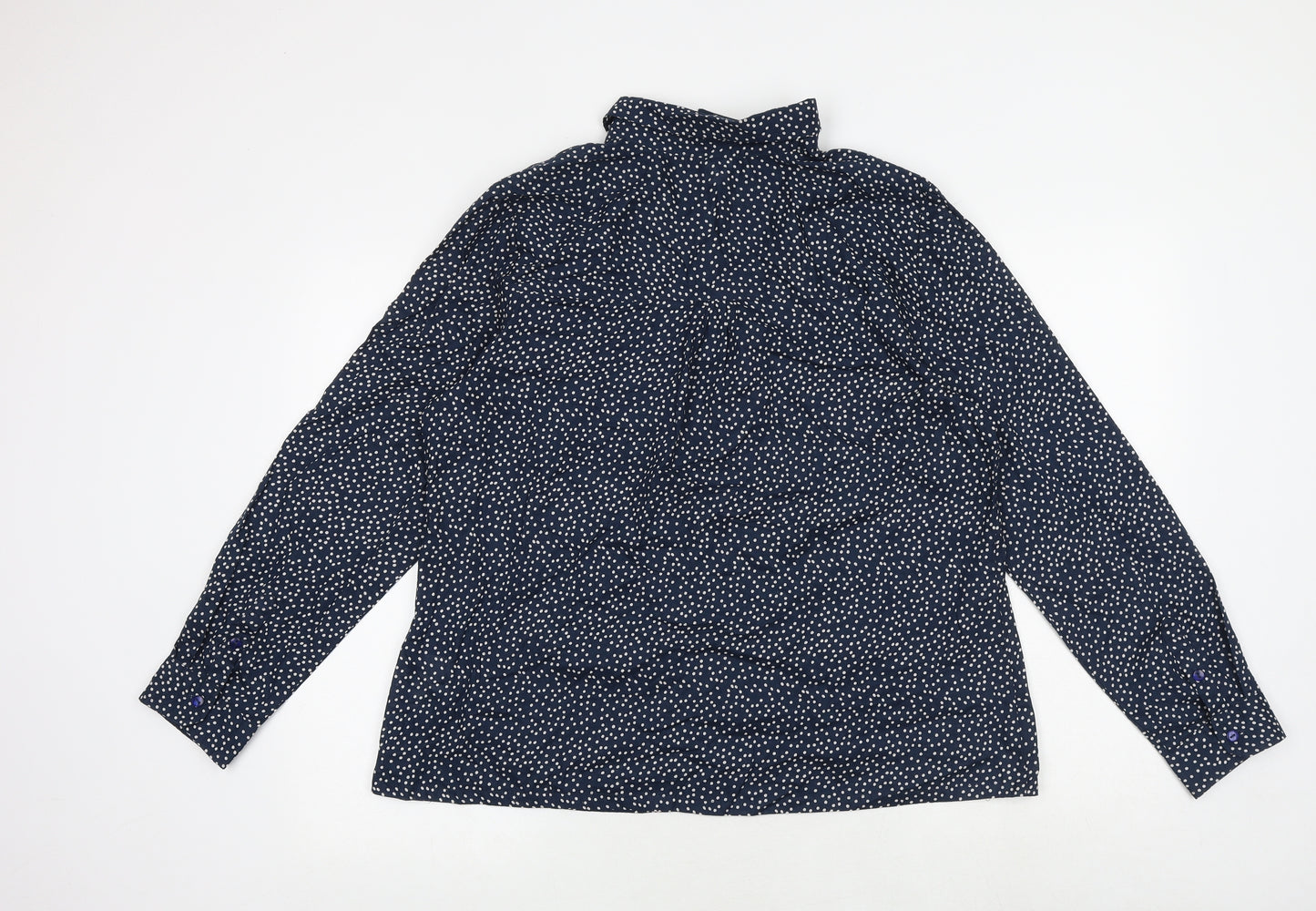 H&M Womens Blue Geometric 100% Cotton Basic Button-Up Size 12 Collared