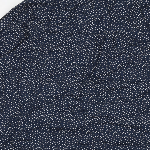 H&M Womens Blue Geometric 100% Cotton Basic Button-Up Size 12 Collared