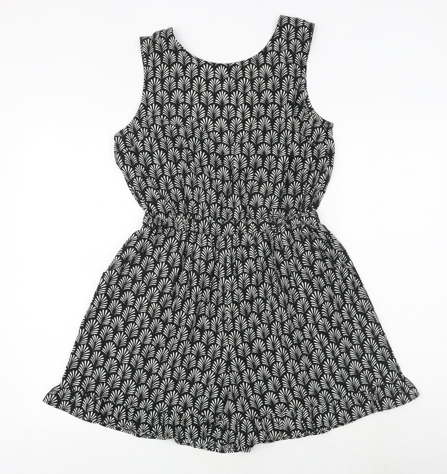 NEXT Girls Black Geometric Polyester Playsuit One-Piece Size 14 Years Pullover