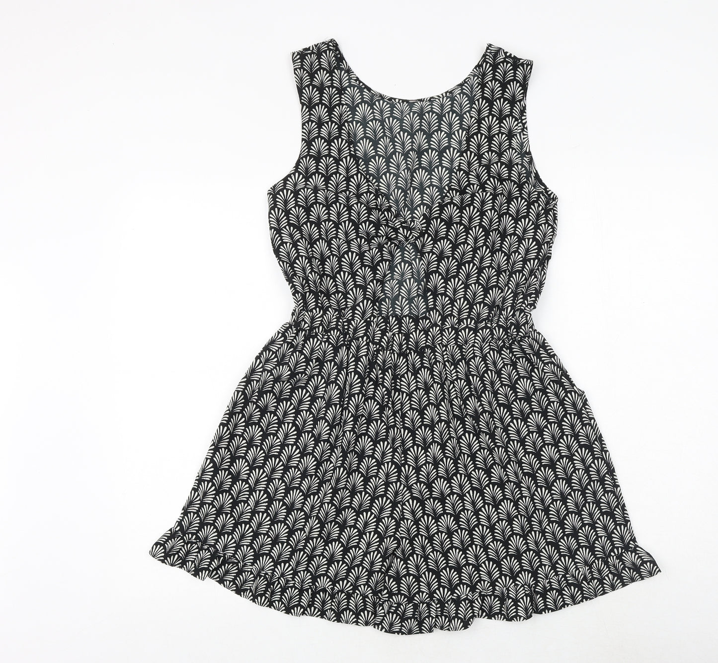 NEXT Girls Black Geometric Polyester Playsuit One-Piece Size 14 Years Pullover