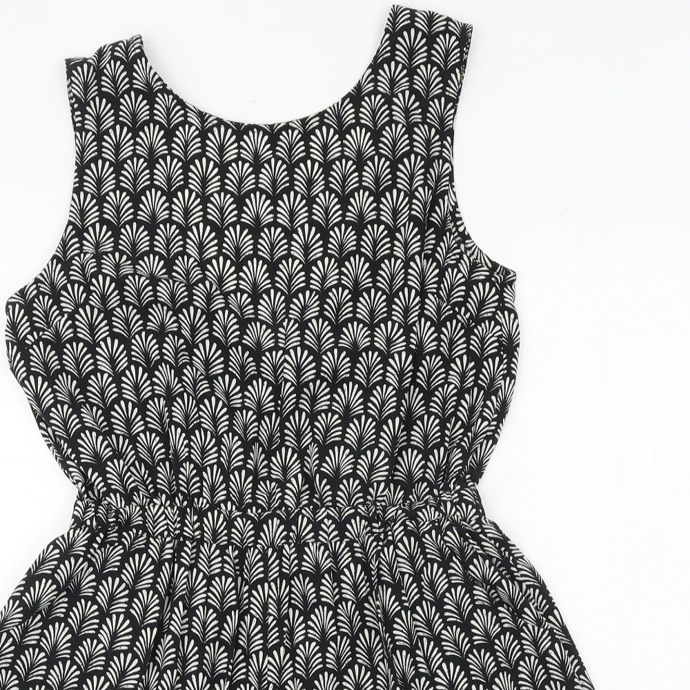 NEXT Girls Black Geometric Polyester Playsuit One-Piece Size 14 Years Pullover