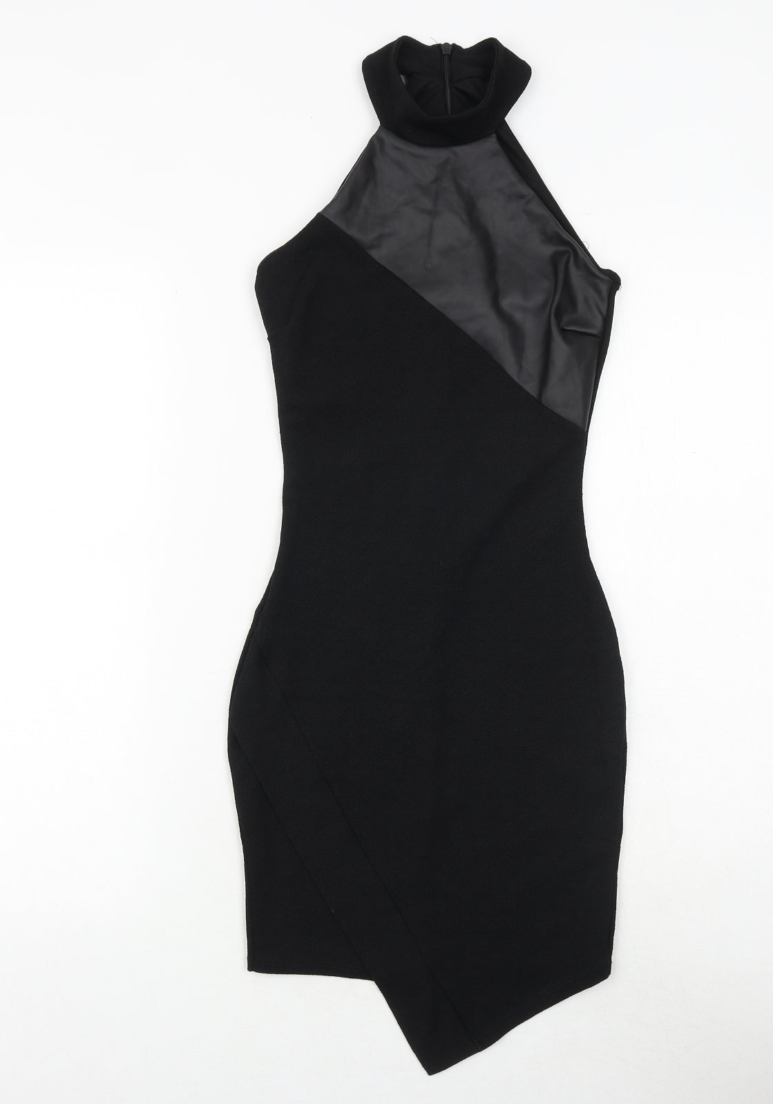 River Island Womens Black Polyester Bodycon Size 6 Halter Zip