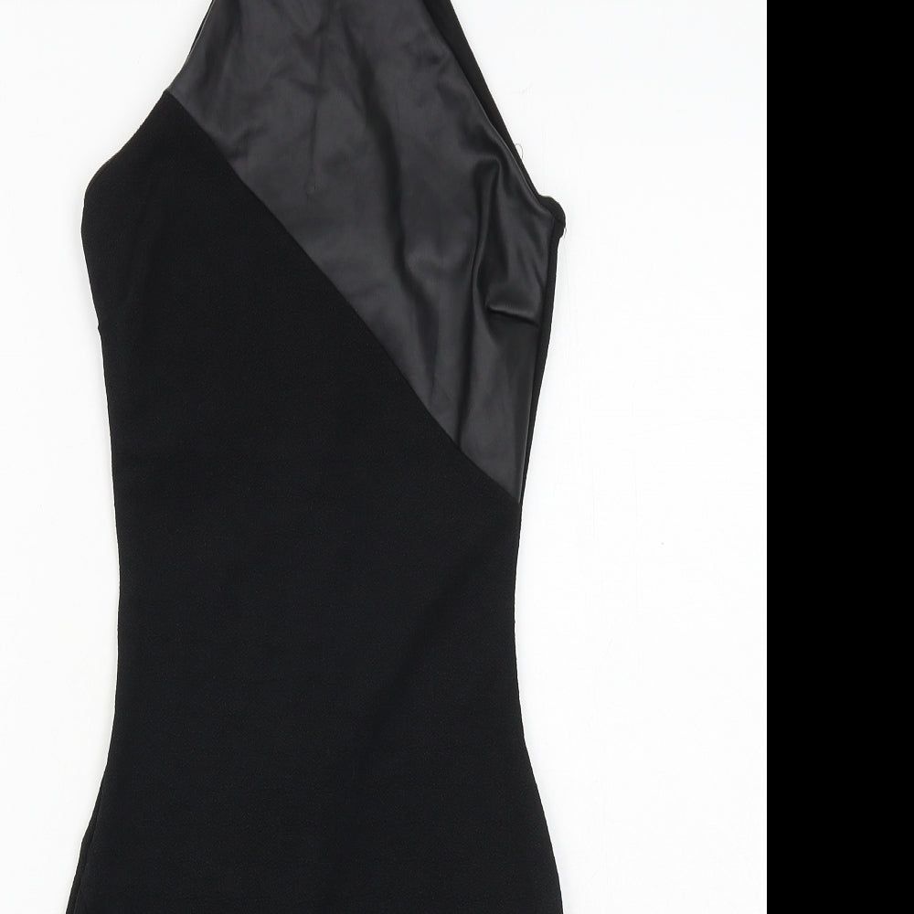 River Island Womens Black Polyester Bodycon Size 6 Halter Zip