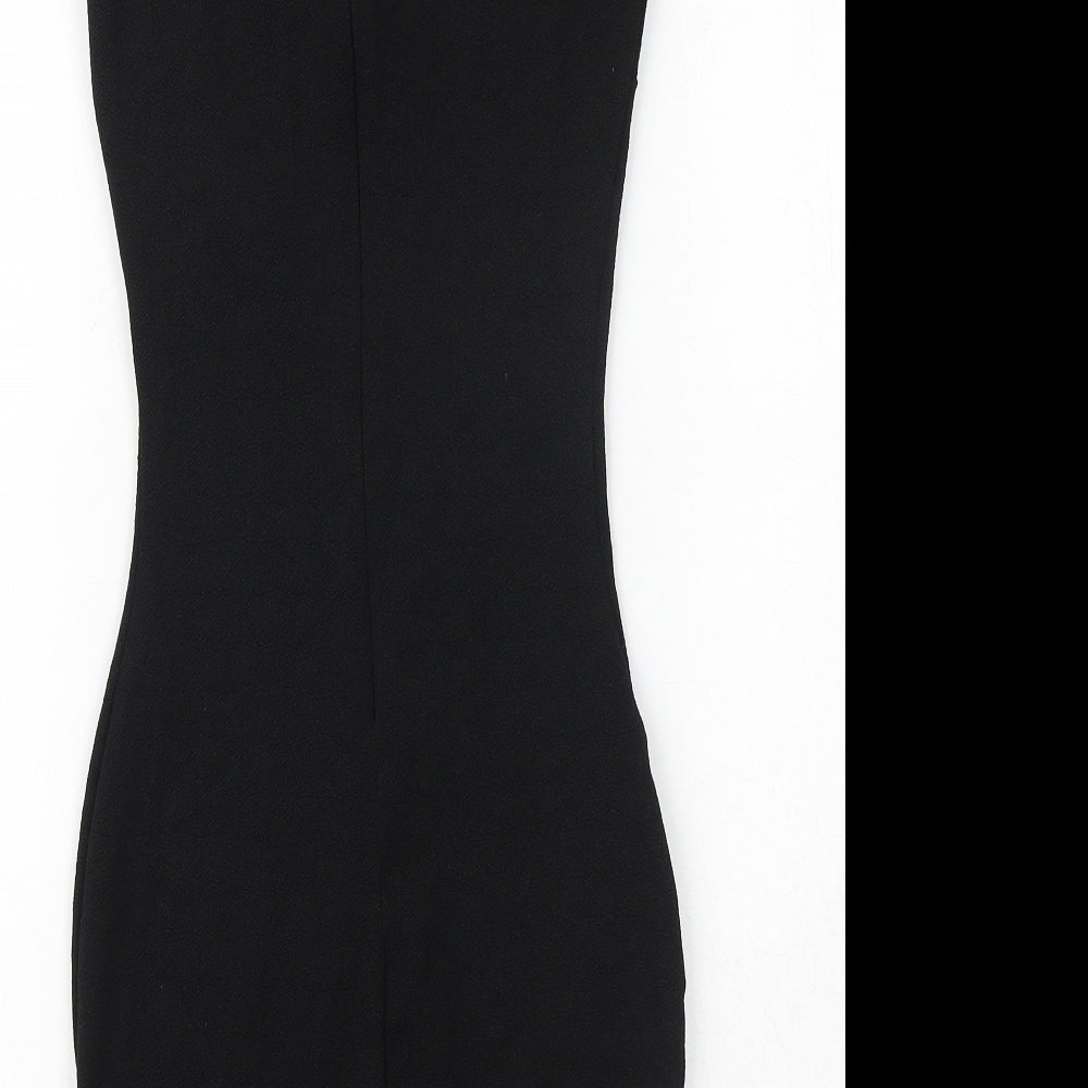 River Island Womens Black Polyester Bodycon Size 6 Halter Zip
