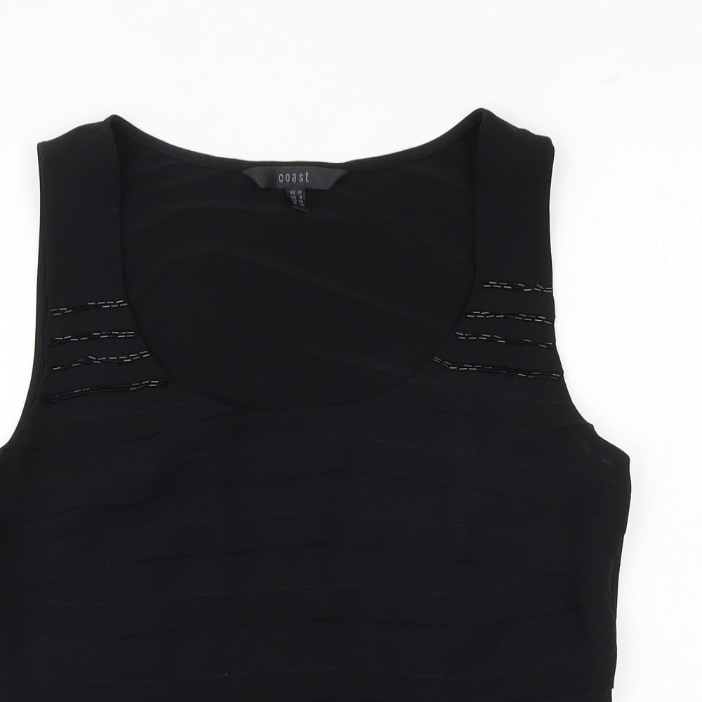 Coast Womens Black Polyester Basic Tank Size 10 Round Neck