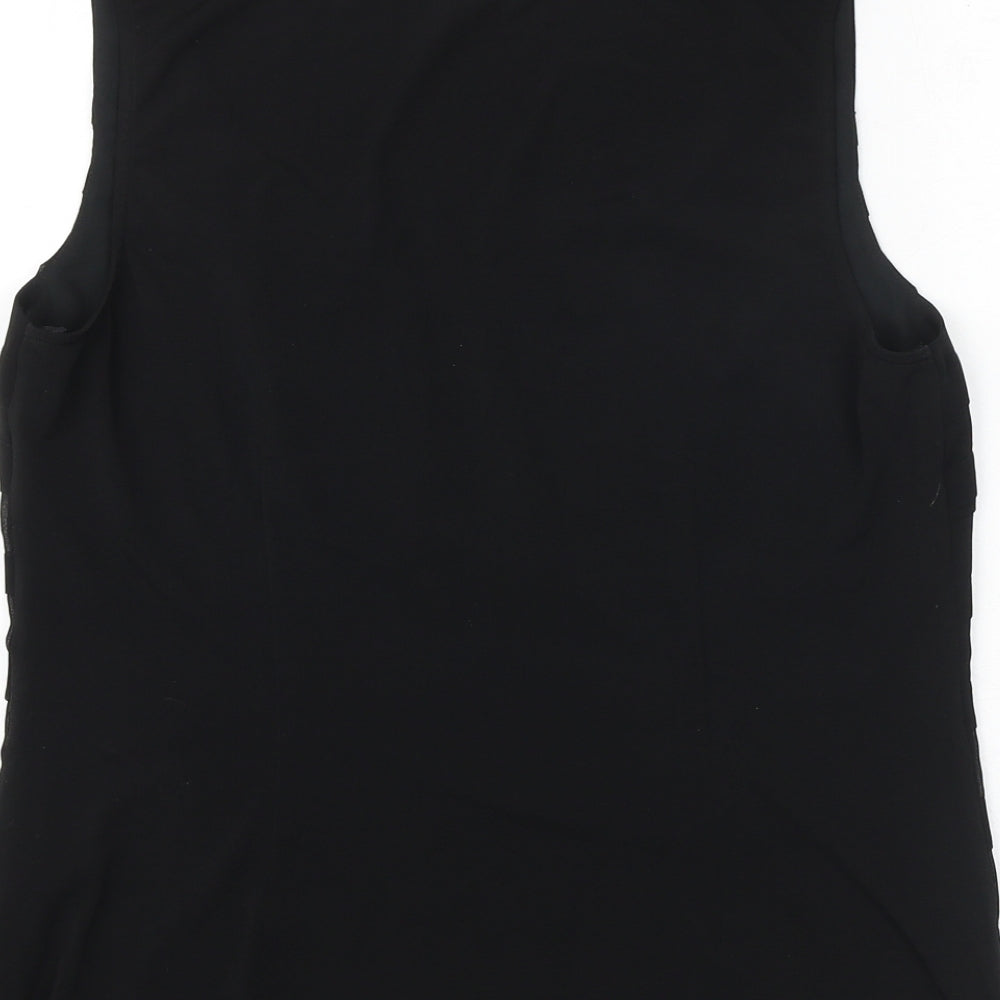 Coast Womens Black Polyester Basic Tank Size 10 Round Neck