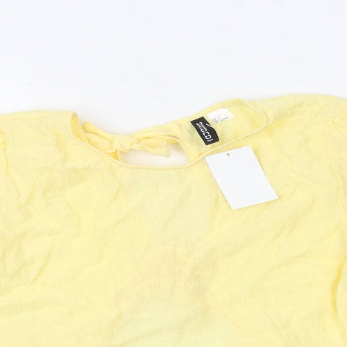 H&M Womens Yellow Viscose Basic Blouse Size 8 Round Neck - Open Back