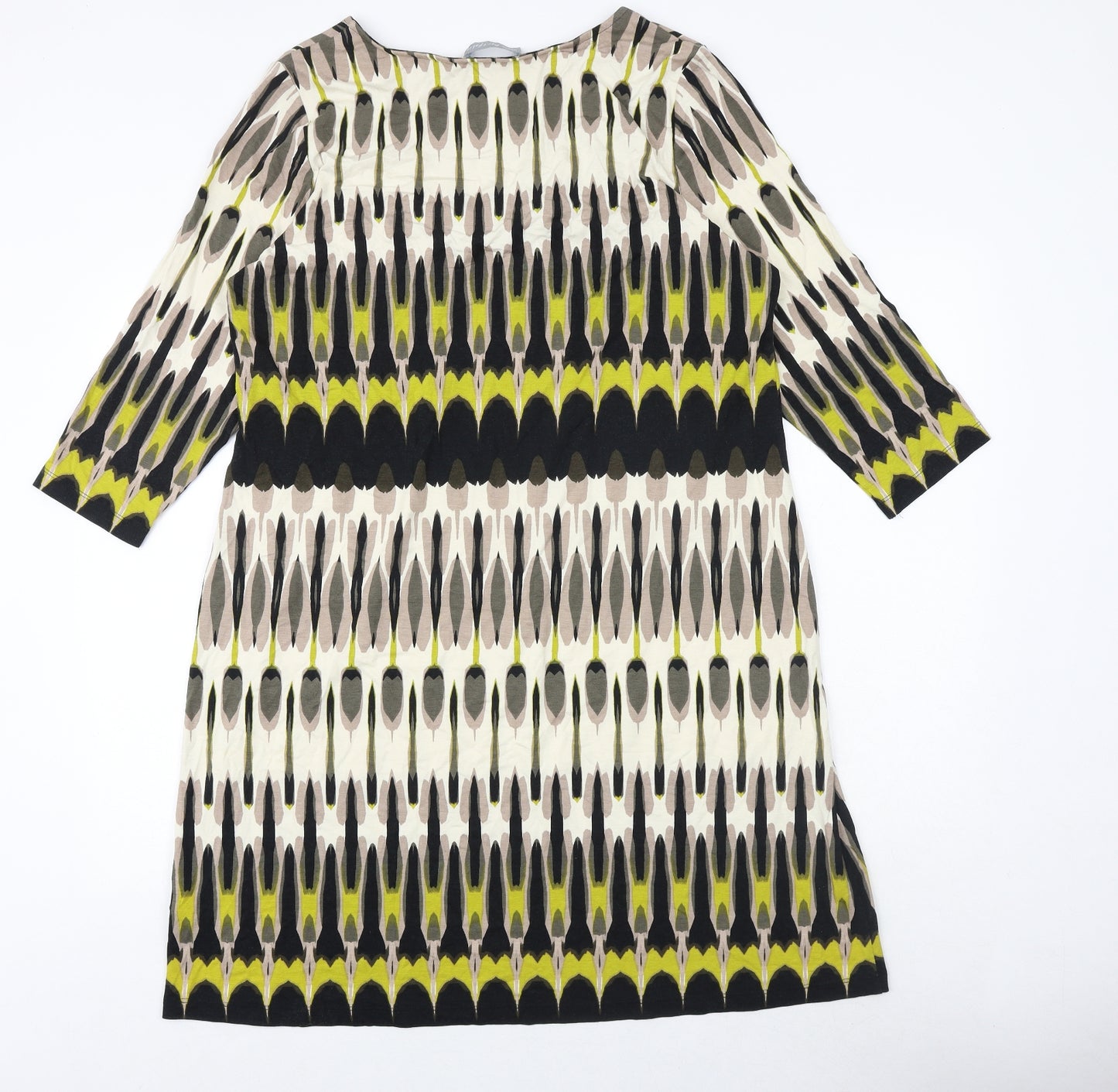 Marks and Spencer Womens Multicoloured Geometric Viscose A-Line Size 18 Square Neck Pullover