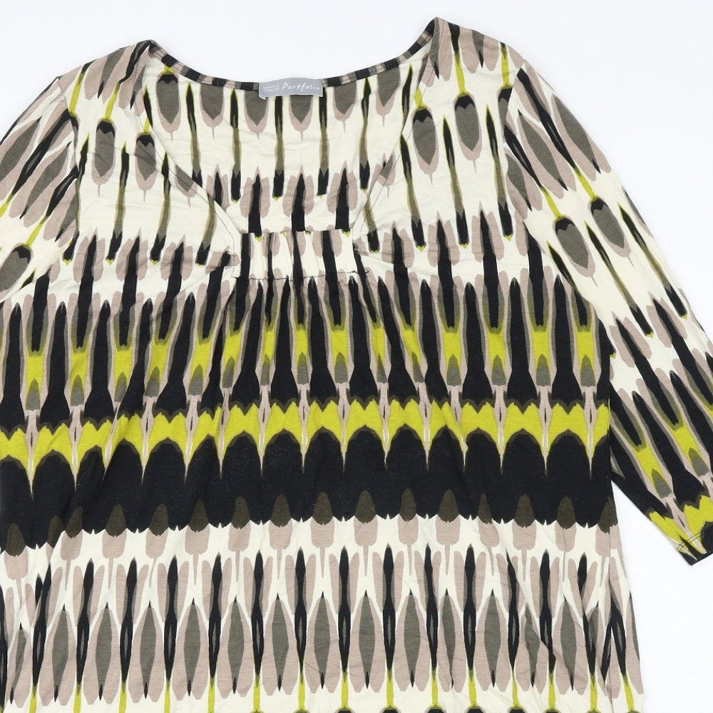 Marks and Spencer Womens Multicoloured Geometric Viscose A-Line Size 18 Square Neck Pullover