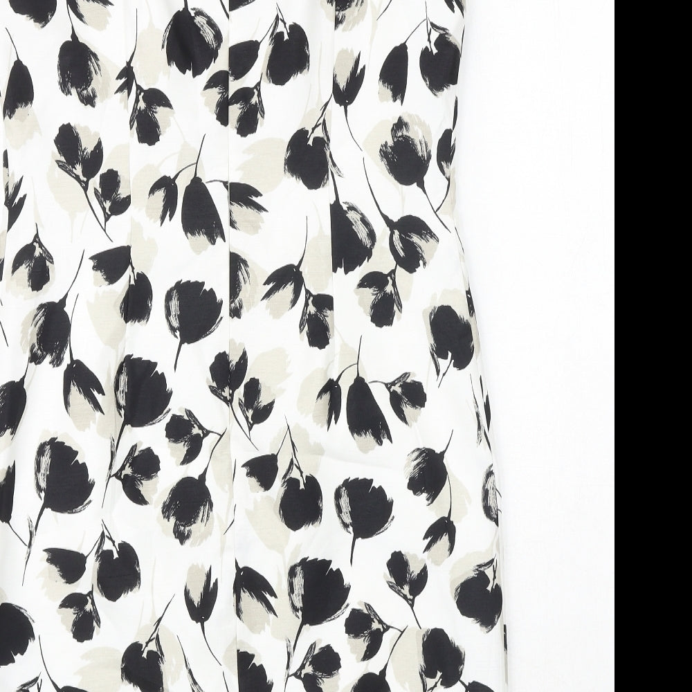 Precis Womens White Floral Polyester A-Line Size 12 Round Neck Zip