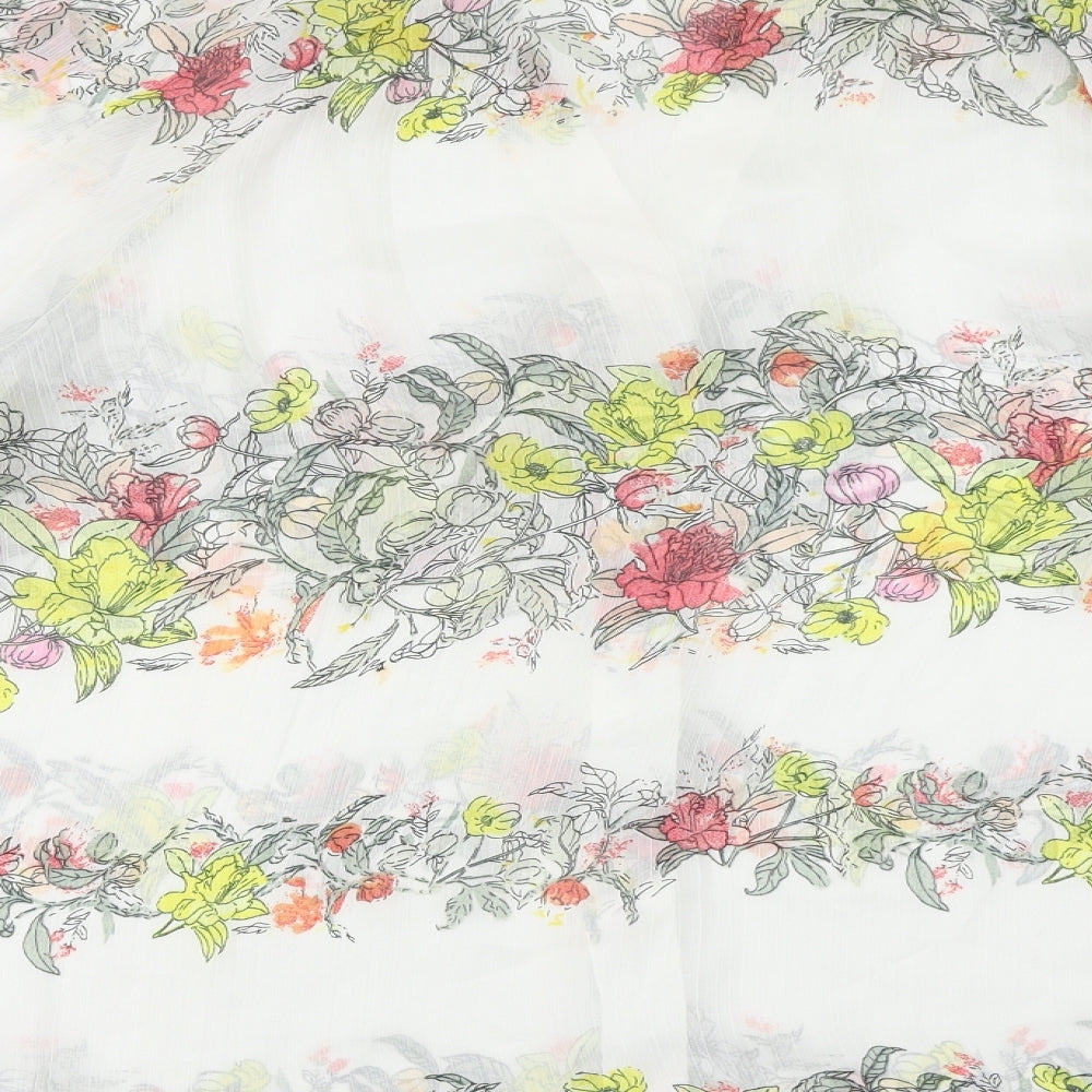 Marks and Spencer Womens White Floral Polyester Basic Blouse Size 20 V-Neck