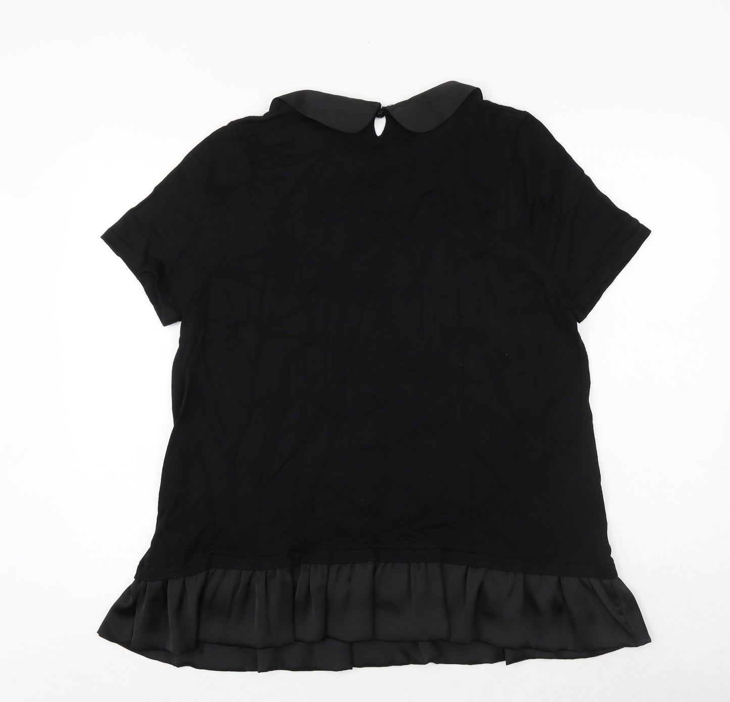 Marks and Spencer Womens Black Viscose Basic Blouse Size 20 Collared