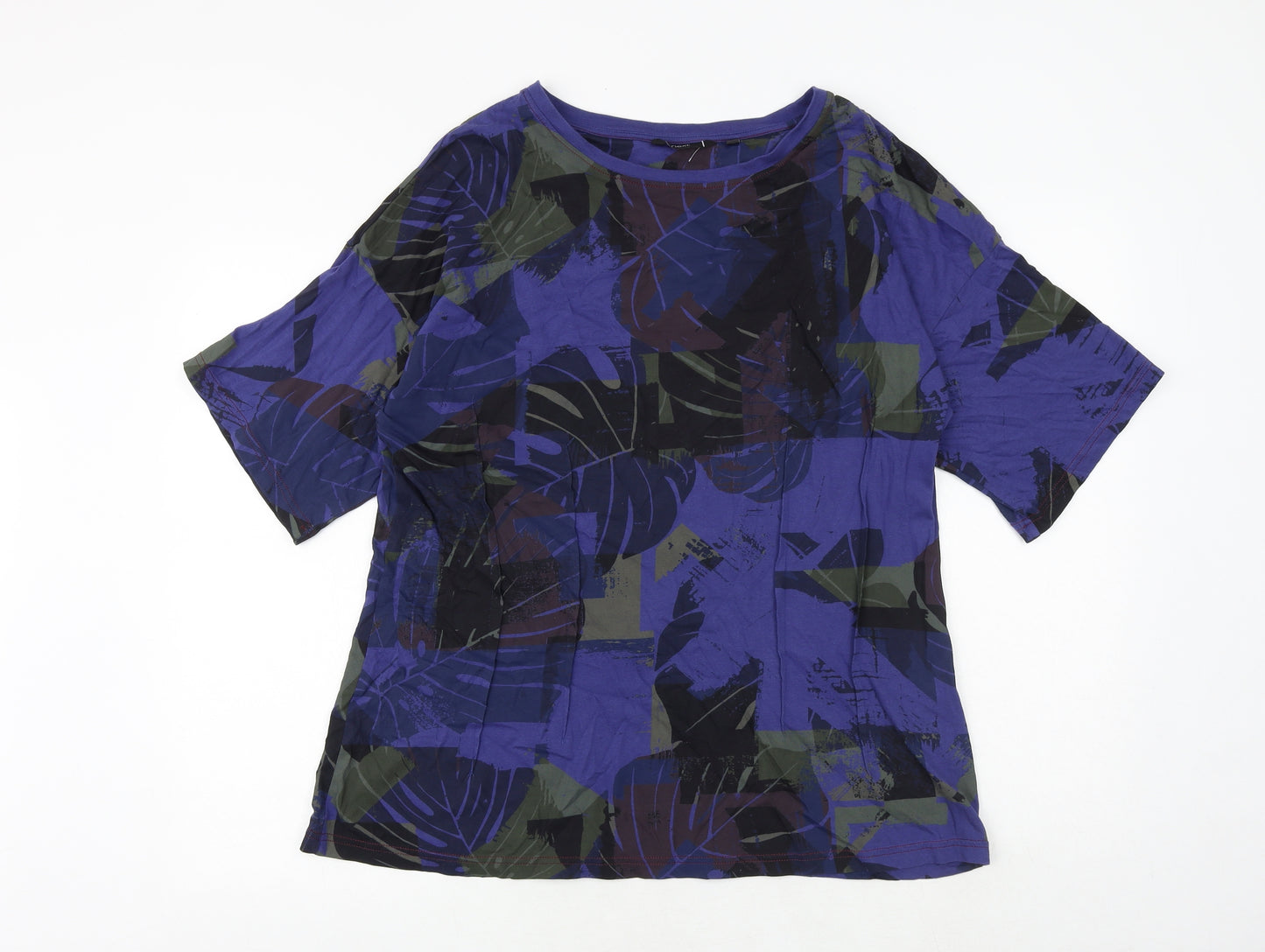 NEXT Womens Purple Geometric 100% Cotton Basic Blouse Size 18 Round Neck
