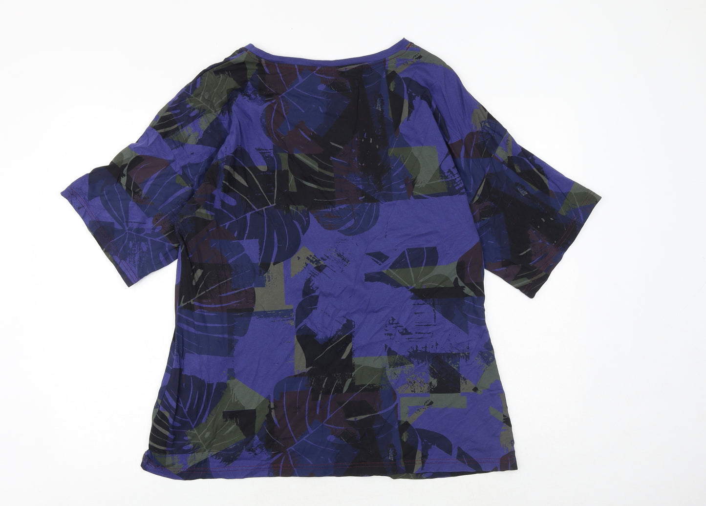 NEXT Womens Purple Geometric 100% Cotton Basic Blouse Size 18 Round Neck