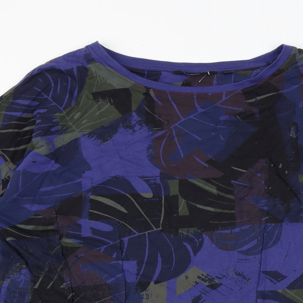 NEXT Womens Purple Geometric 100% Cotton Basic Blouse Size 18 Round Neck