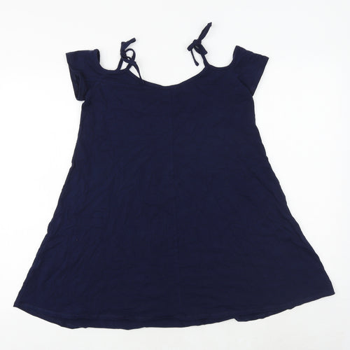 Dorothy Perkins Womens Blue Polyester Basic Blouse Size 6 Round Neck - Cold Shoulder
