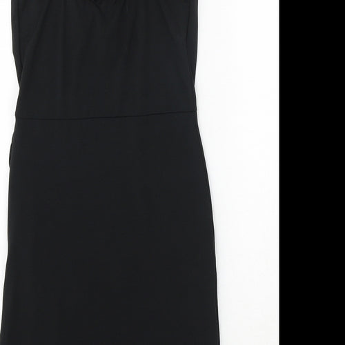 Quiz Womens Black Polyester Bodycon Size 8 Cowl Neck Pullover - Chain Strap