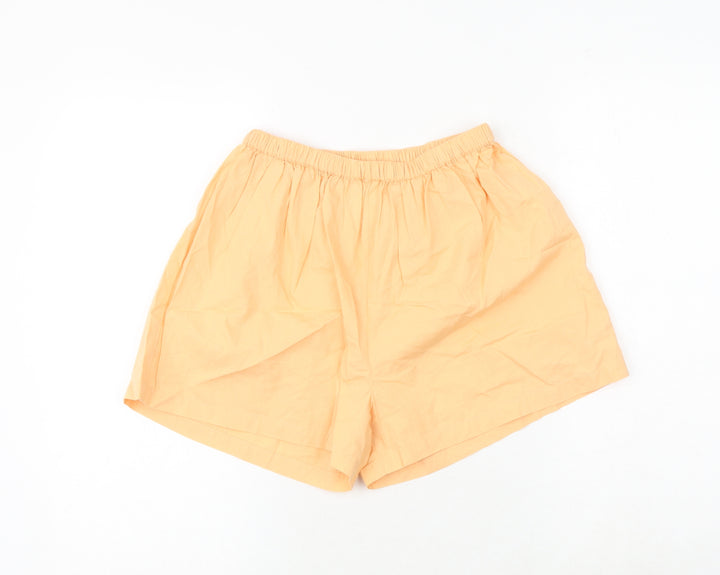 COLLUSION Womens Orange 100% Cotton Basic Shorts Size 6 Regular