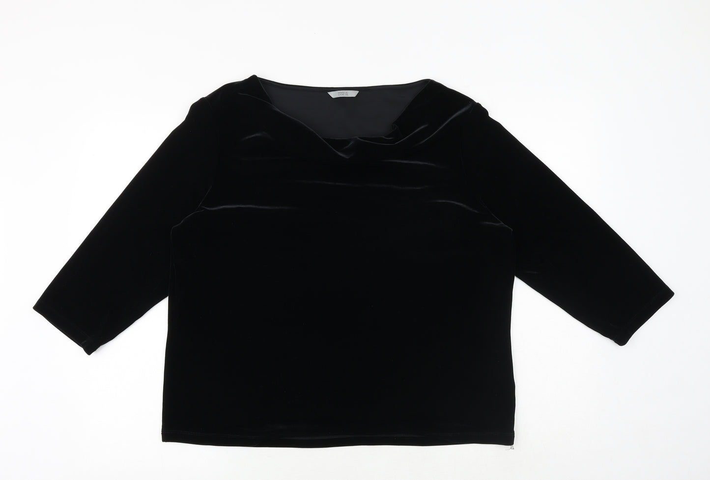Marks and Spencer Womens Black Polyester Basic Blouse Size 20 Cowl Neck