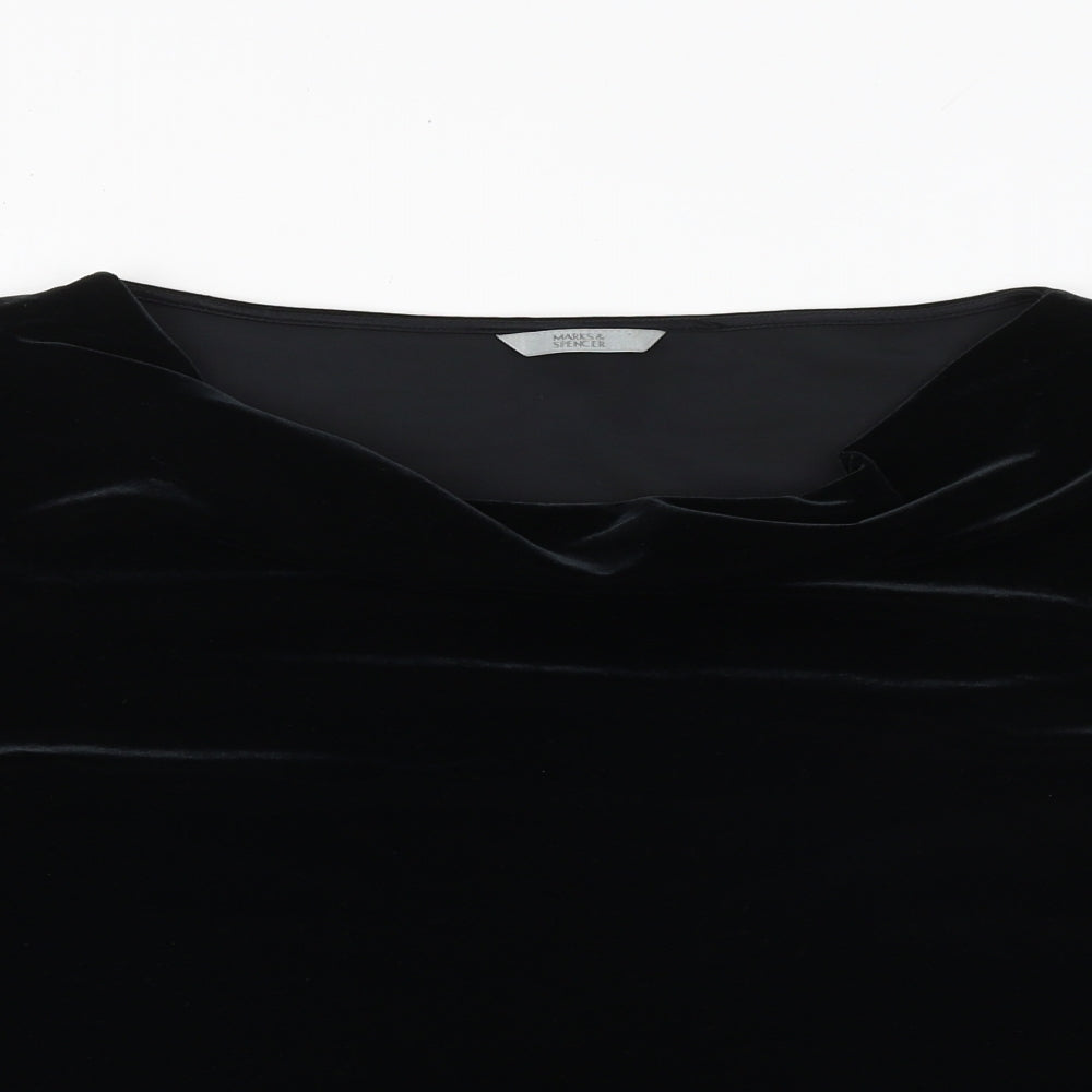 Marks and Spencer Womens Black Polyester Basic Blouse Size 20 Cowl Neck