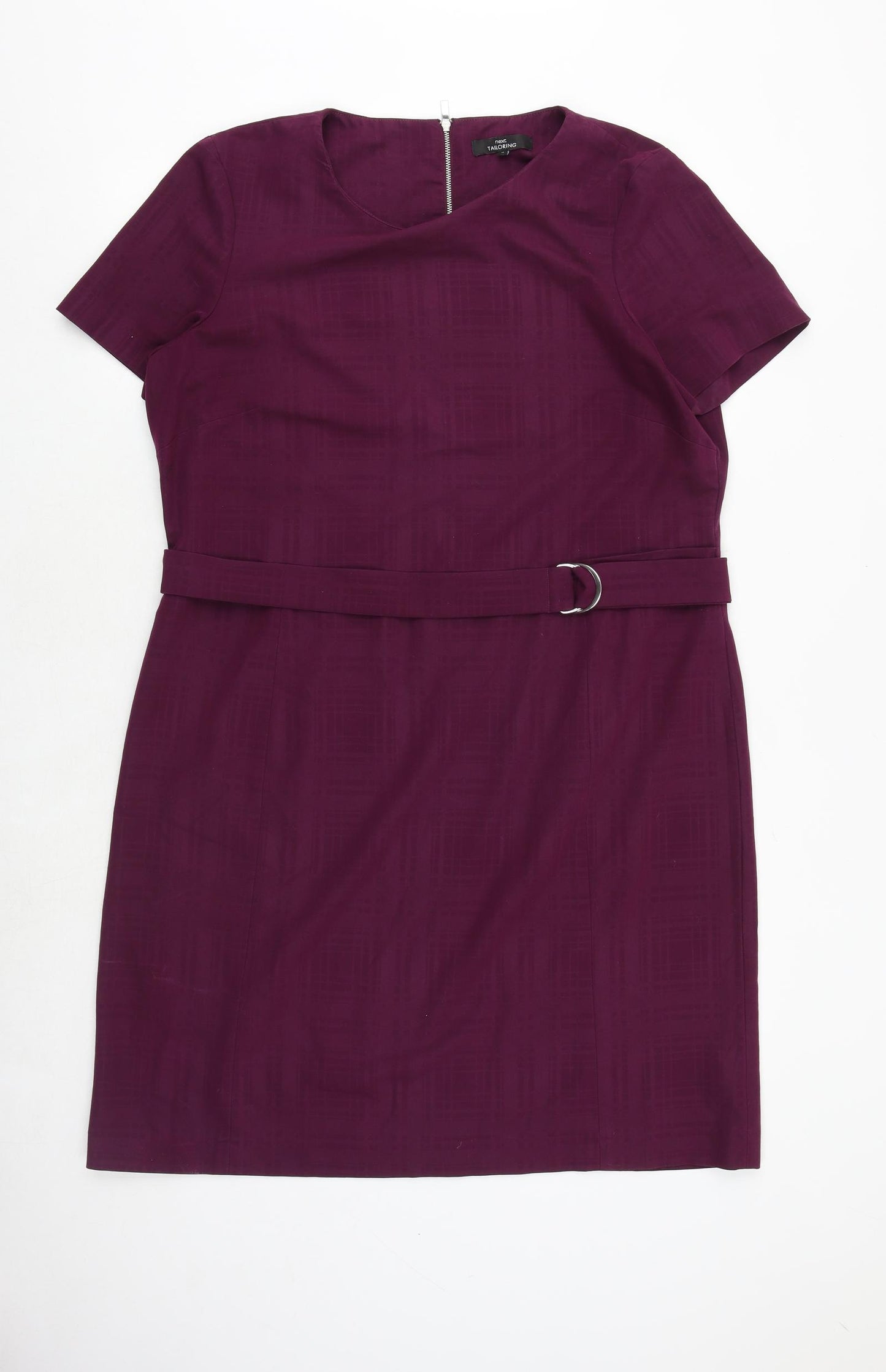 NEXT Womens Purple Polyester Pencil Dress Size 18 Boat Neck Zip
