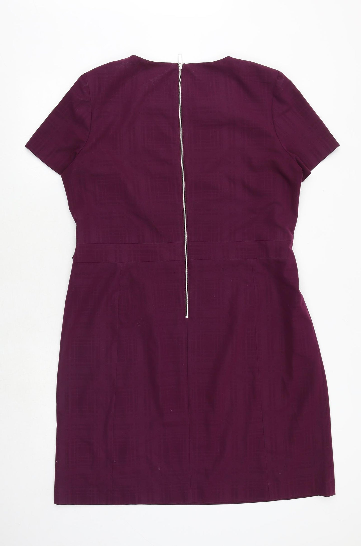 NEXT Womens Purple Polyester Pencil Dress Size 18 Boat Neck Zip