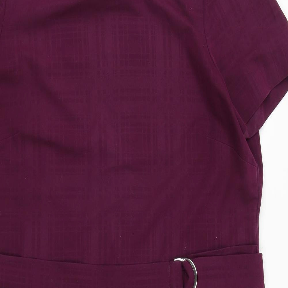 NEXT Womens Purple Polyester Pencil Dress Size 18 Boat Neck Zip